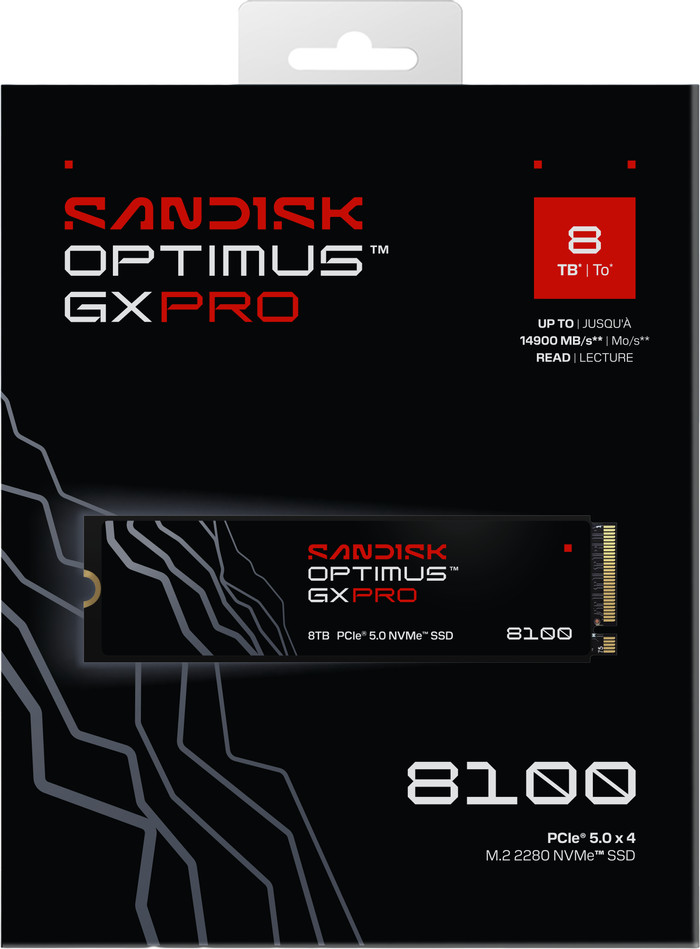 SANDISK Optimus GX PRO 8100 8TB Heatsink PCIe 5.0 NVMe SSD packaging