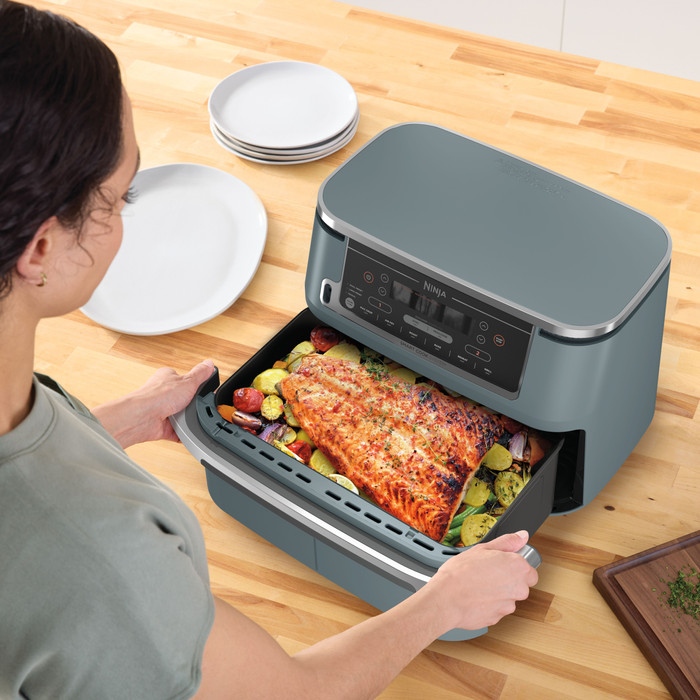 Ninja Foodi FlexDrawer Airfryer Blue product in use