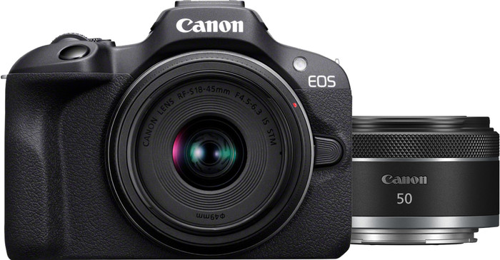 Canon EOS R100 Schwarz + RF-S 18-45mm f/4.5-6.3 IS STM + RF 50mm f/1.8 STM Main Image