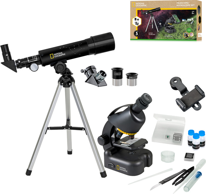 Bresser National Geographic Telescope and Microscope Set with Smartphone Adapter accessory