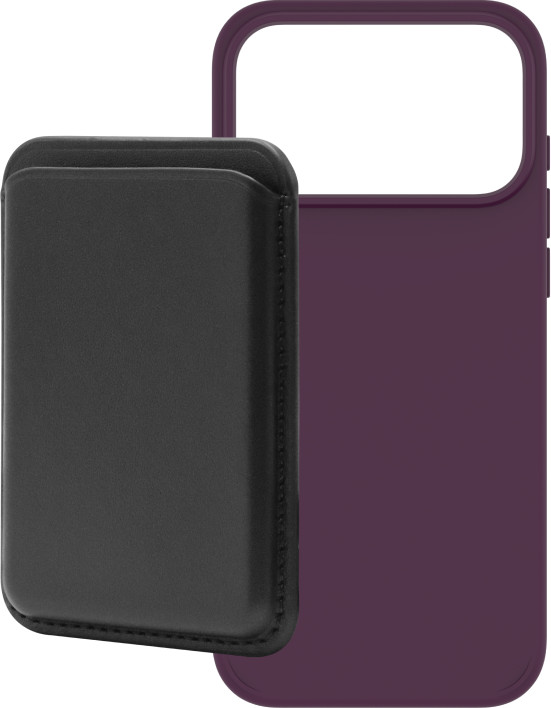 BlueBuilt MagSafe Hülle iPhone 18 Pro Max Rot + Kartenhalter Leder Schwarz Main Image