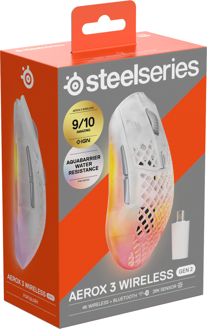 SteelSeries Aerox 3 Gen 2 Kabellose Gaming-Maus Ghost verpackung