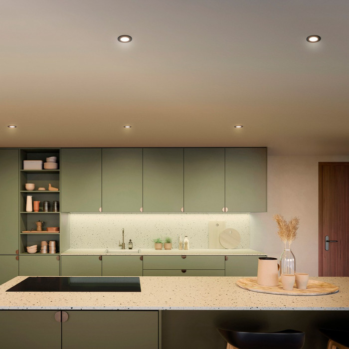 Philips Hue Recessed Spot Light Slim - White and Color 90mm - Black product in use