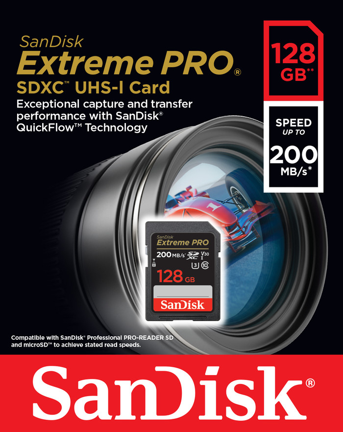 SanDisk SDXC Extreme Pro 128GB 90 MB/s verpackung