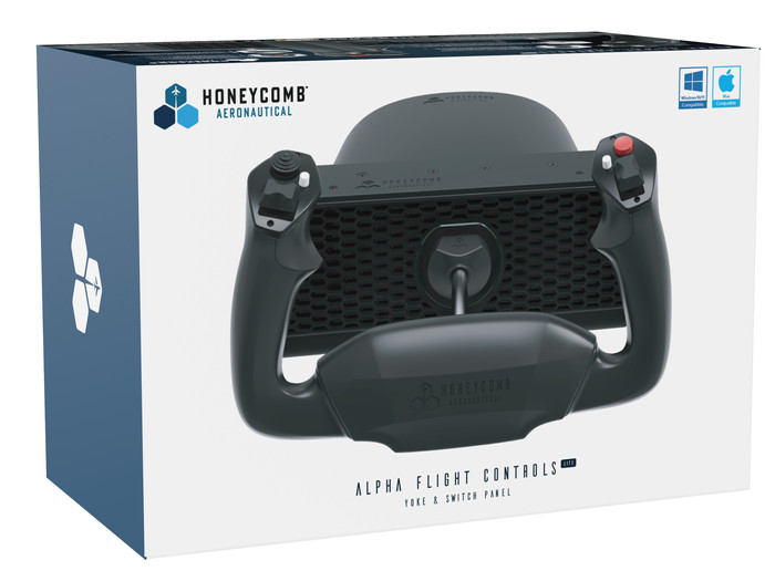 Honeycomb Alpha Flight Controls Lite Yoke und Switch Panel PC und Mac verpackung