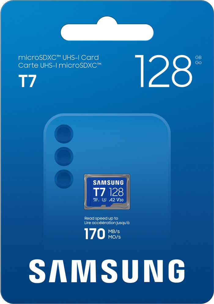 Samsung MicroSDXC T7 128GB 170MB/s packaging