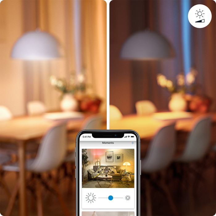 WiZ Smart Filamentlampe Standard Gold - Warmes bis kaltweißes Licht - E27 produkt in gebrauch