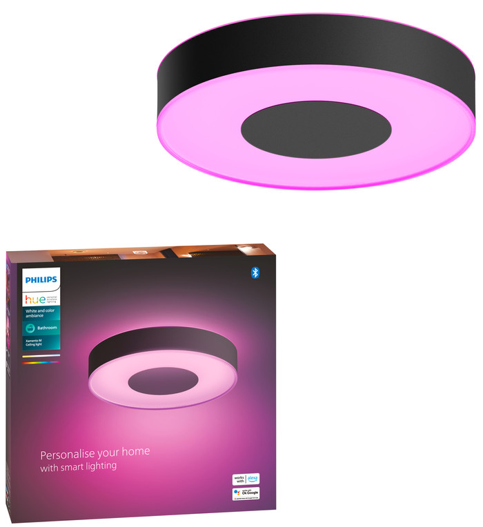 Philips Hue Xamento Bathroom Ceiling Lamp - White and Colored Light - Black - 38cm packaging