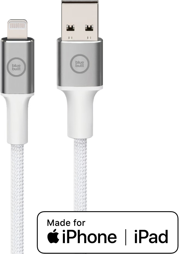 BlueBuilt USB-A-auf-Lightning-Kabel 3 m Nylon Weiß Main Image