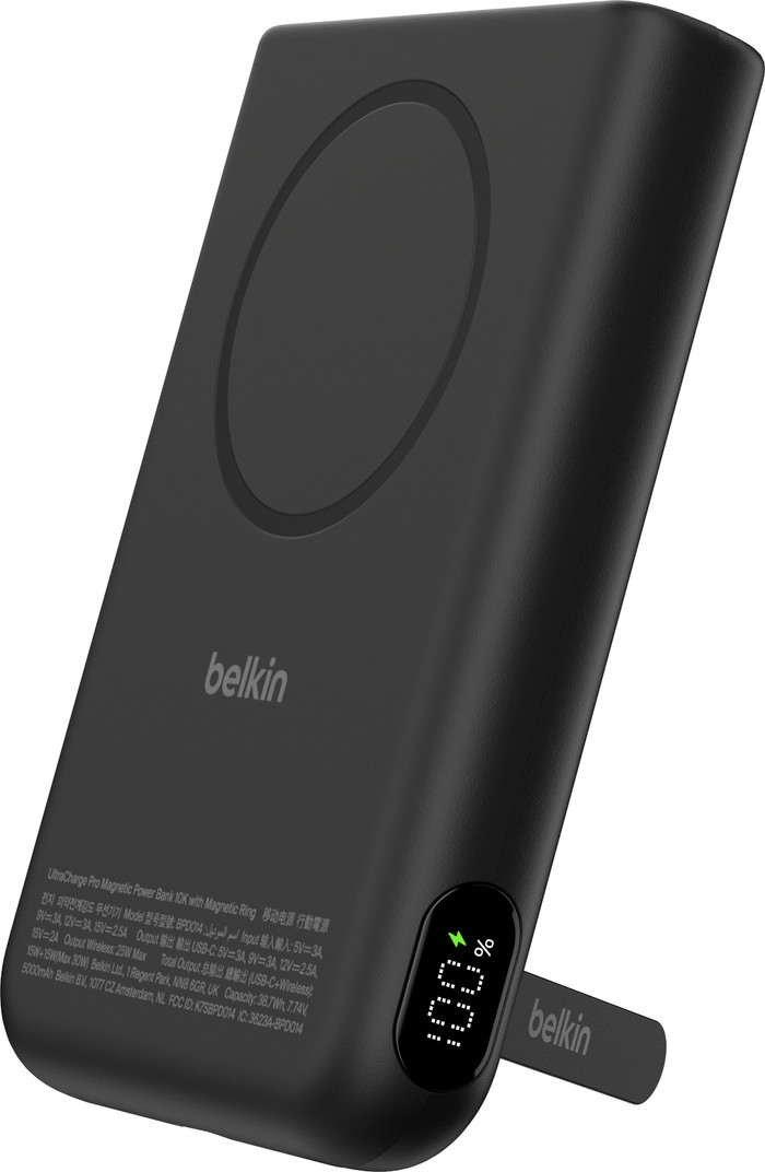 Belkin UltraCharge Pro Wireless Powerbank mit MagSafe 10.000 mAh mit Schnellladen Schwarz linke seite