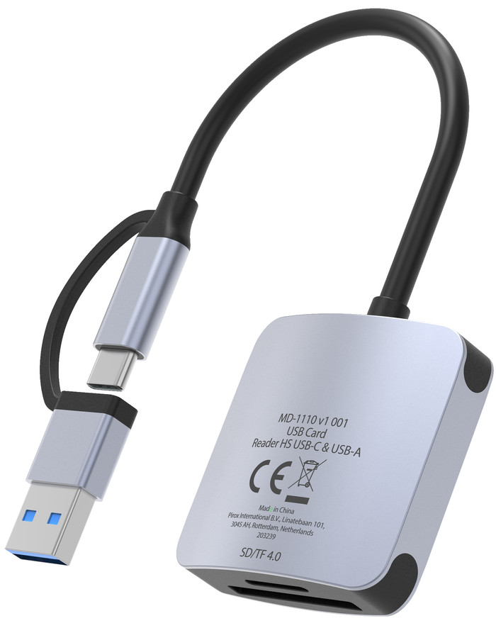 Sitecom USB Card Reader High Speed USB-C und USB-A rückseite