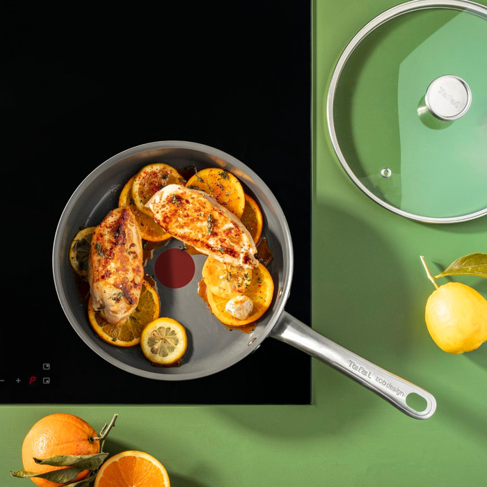 Tefal Renew+ Ceramic Frying Pan Set 24cm + 28cm + High-sided Skillet 24cm product in use