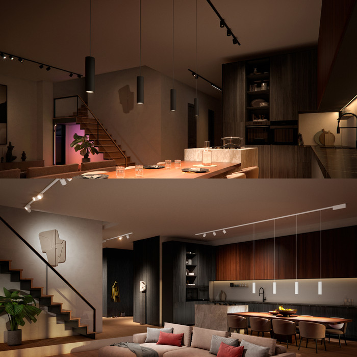 Philips Hue Perifo Rail Lighting Ceiling - 4 Spot Lights - White and Color - Black product in use