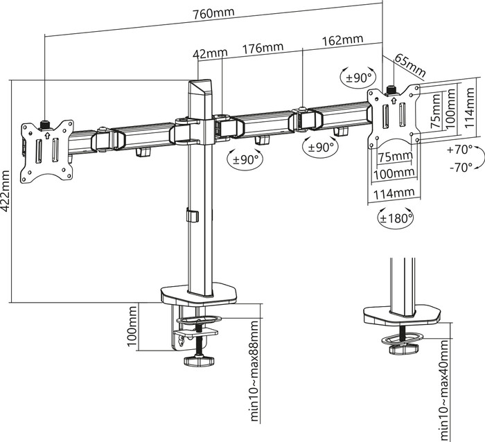 ACT AC8336 Monitor Arm 2 Screens null