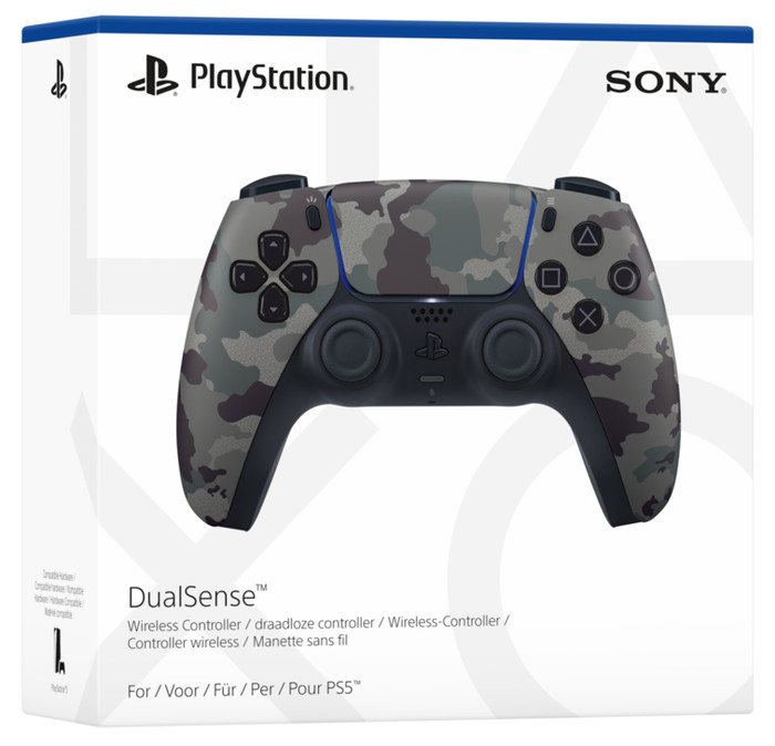 Kablloser Controller Sony PlayStation 5 DualSense Grey Camo + BlueBuilt-Ladestation null