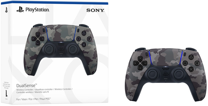 Kablloser Controller Sony PlayStation 5 DualSense Grey Camo + BlueBuilt-Ladestation null