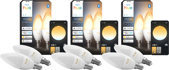 Philips Hue Kerzenlampe White Ambiance E14 6er-Pack Main Image