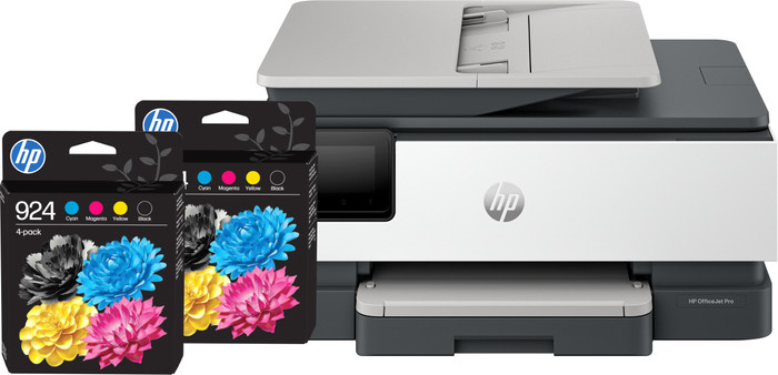 HP OfficeJet Pro 8124e + 2 Black + 2 Color Cartridges Main Image