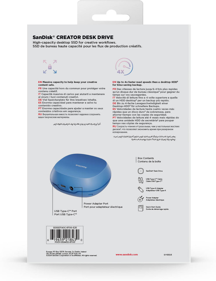 SANDISK Creator Desk Drive 8TB packaging