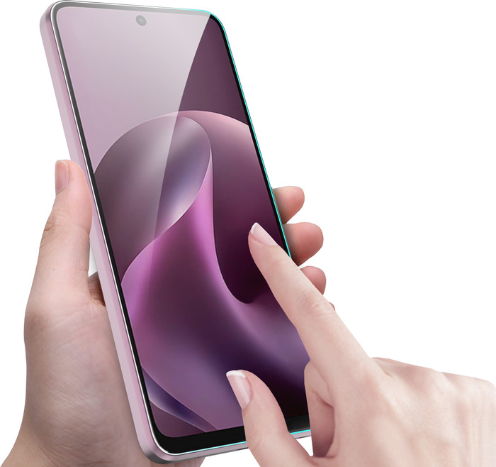 Just In Case Tempered Glass Motorola Moto G17 / G17 Power Panzerglas produkt in gebrauch