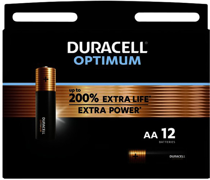 Duracell Alkaline Optimum AA batteries 12 units Main Image