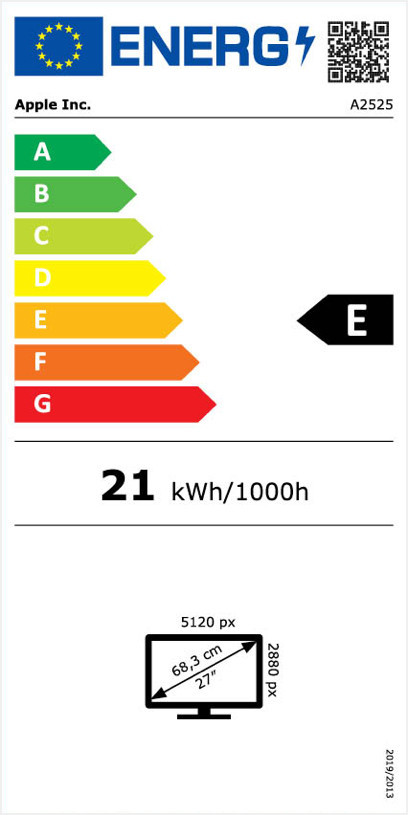 Apple Studio Display (neigbarer Ständer) energielabel