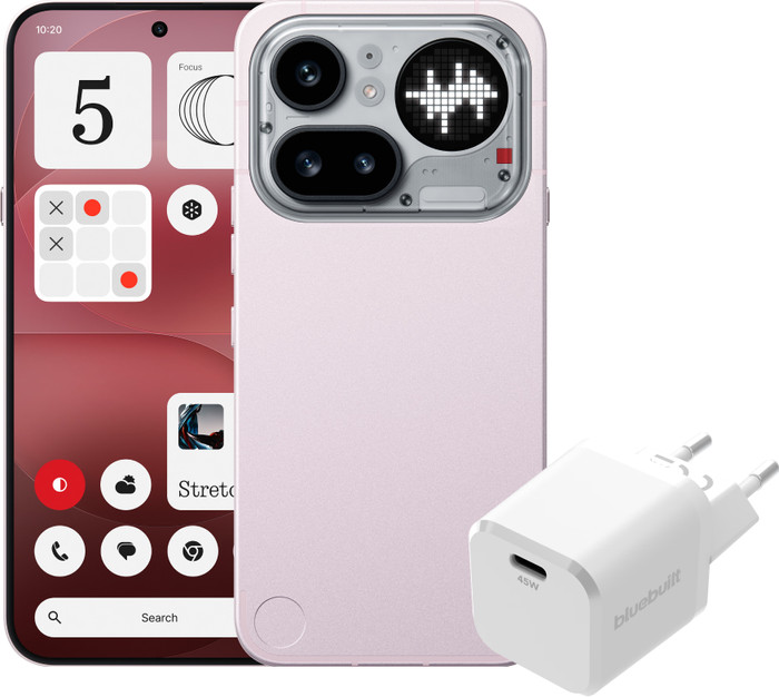 Nothing Phone (4a) Pro 256GB Rosa 5G + BlueBuilt Ladegerät mit USB-C-Port 45 W Weiß Main Image
