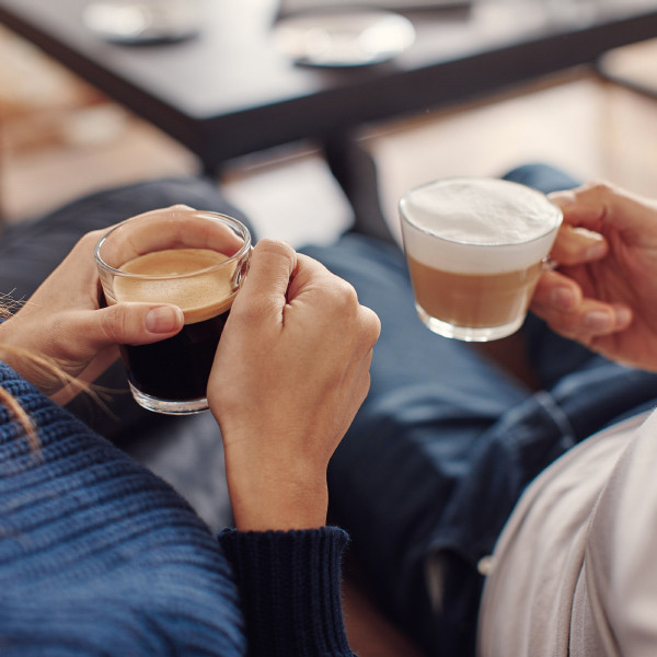 Krups Nespresso Essenza Mini XN1118 Black + Milk Frother product in use