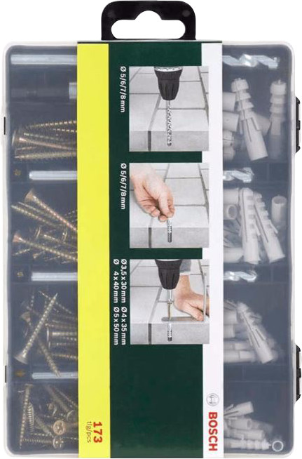 Bosch 173-teiliges Dübel- und Schraubenset Main Image