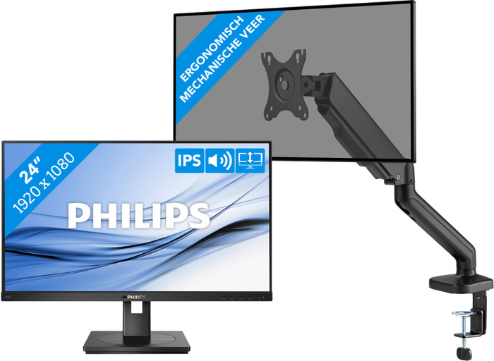 Philips 242B1G/00 + BlueBuilt Monitorhalterung Mechanische Feder für 1 Monitor Main Image