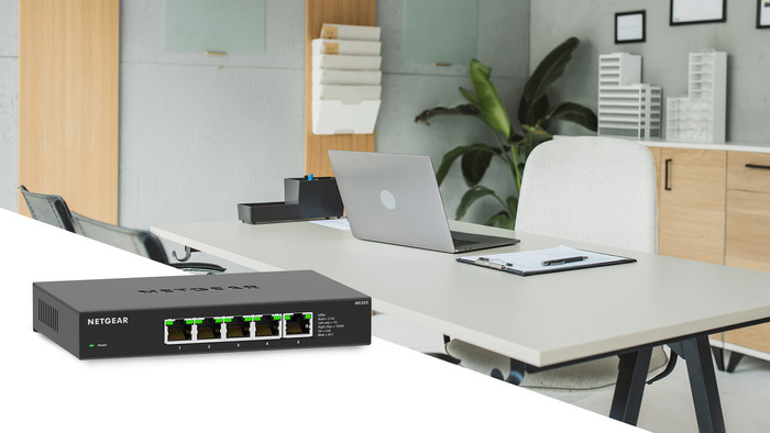 NETGEAR 5-port 2.5G Ethernet Unmanaged Switch MS305 product in use