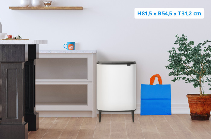 Brabantia Bo Touch Bin Hi Mülleimer 60 Liter mit Kunststoff Inneneimer - White visuelles Coolblue 1