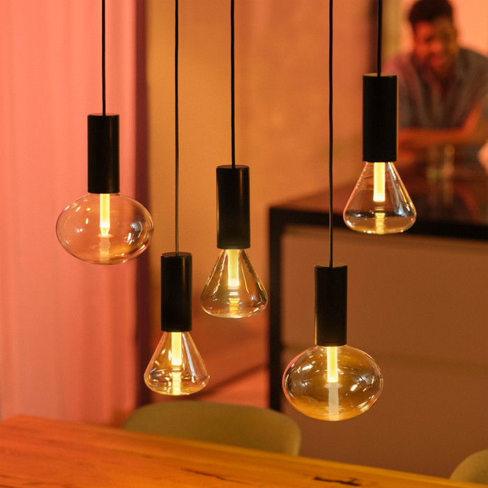 Philips Hue Lightguide Ellipse White and Color E27 6-pack + Pendant Lamp Cord product in use