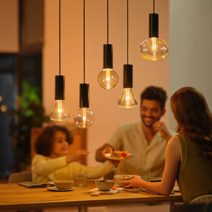 Philips Hue Lightguide Ellipse White and Color E27 6-pack + Pendant Lamp Cord product in use