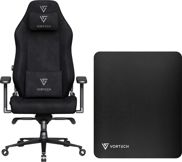 Vortech Prestige Plus Gaming-Stuhl Schwarz + Vortech Bodenschutzmatte Schwarz Main Image