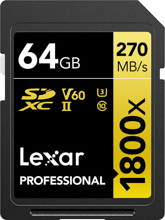 Lexar Professional SDXC 1800x GOLD 64GB 180MB/s Main Image