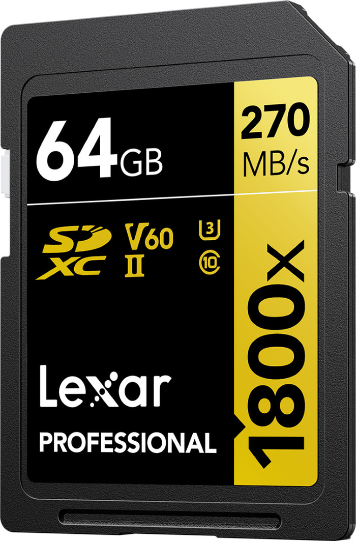 Lexar Professional SDXC 1800x GOLD 64GB 180MB/s right side