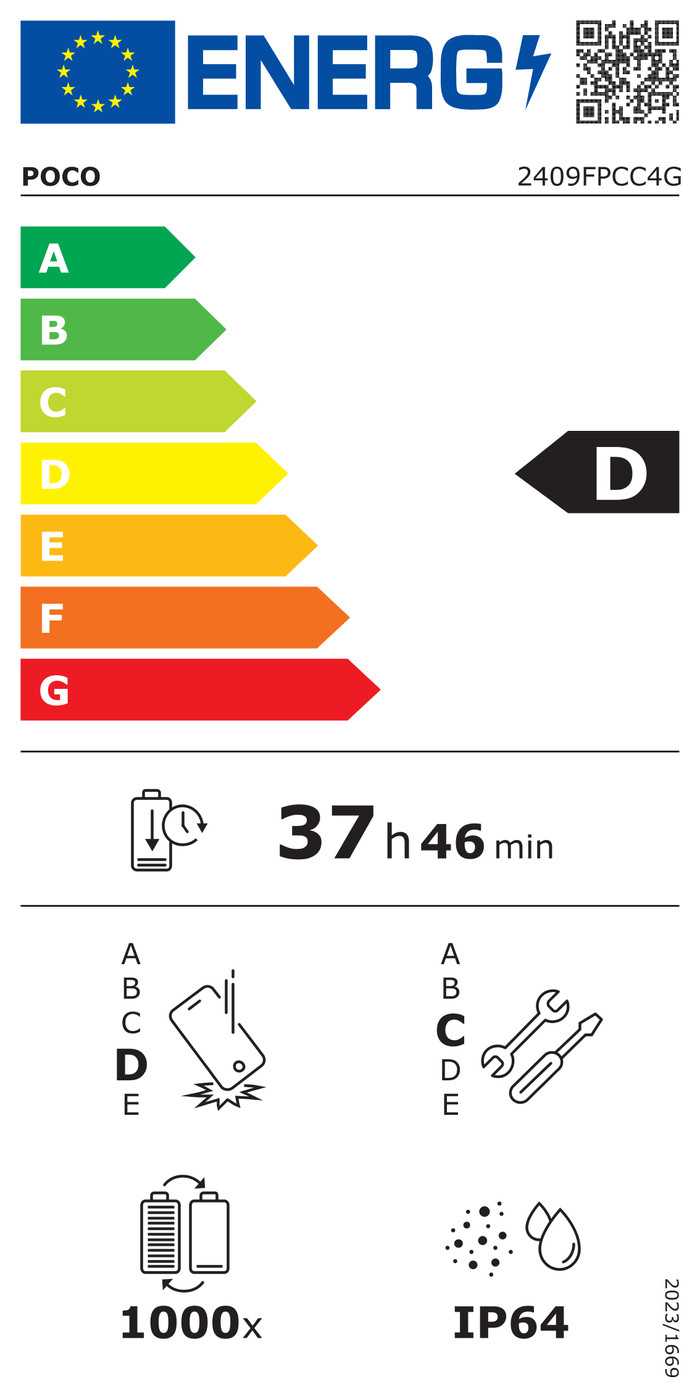 POCO M7 Pro 256GB Schwarz 5G energielabel