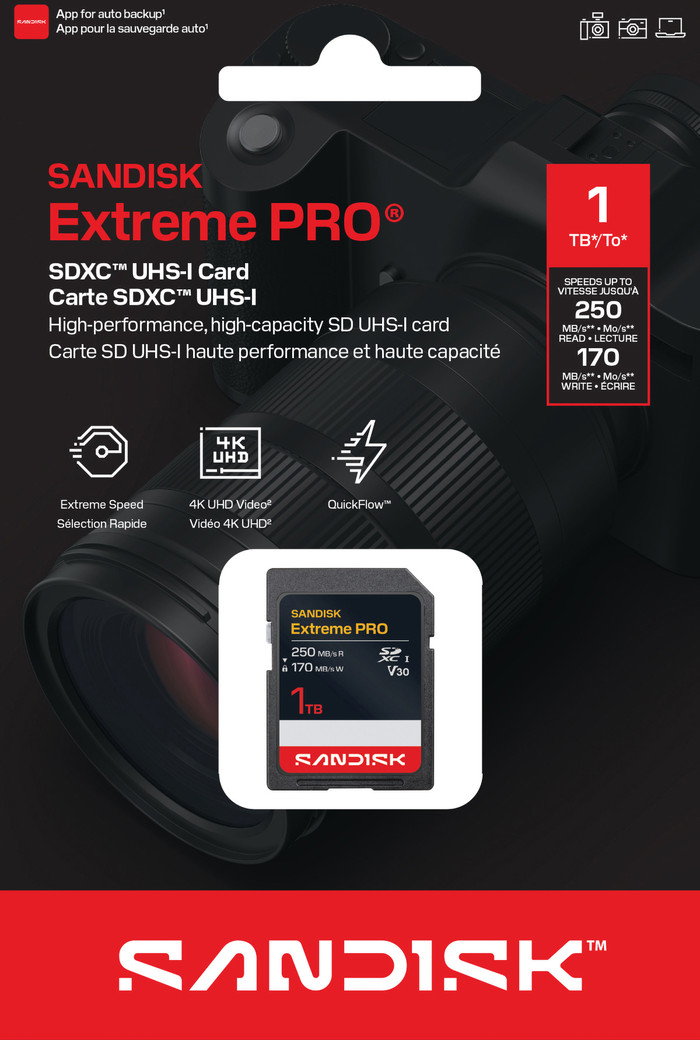 SANDISK Extreme PRO SDXC 1TB 170 MB/s verpackung