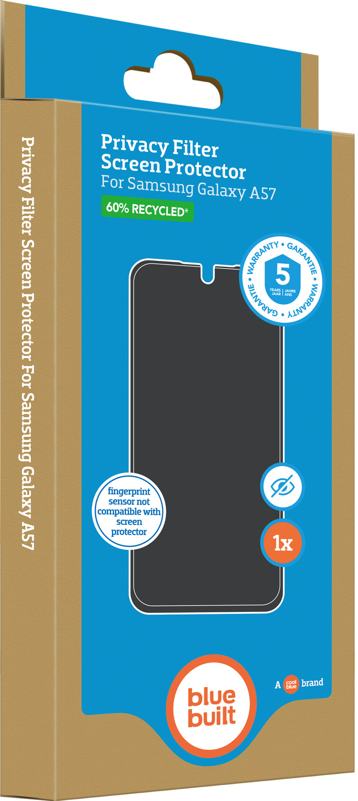BlueBuilt Samsung Galaxy A57 Privacy Filter Screen Protector Glass packaging