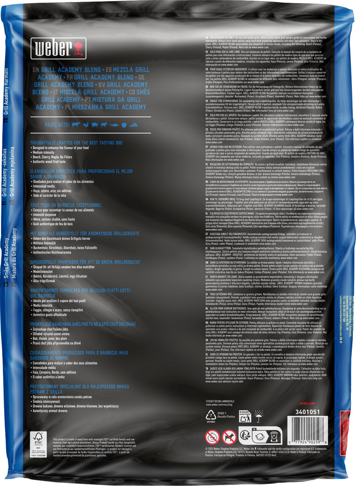 Weber Pellets Grill Academy Blend packaging
