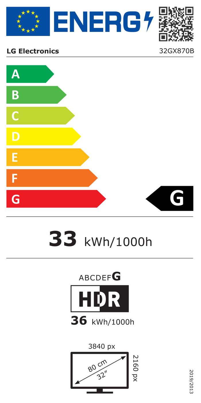 LG UltraGear 32GX870B-B OLED energy label