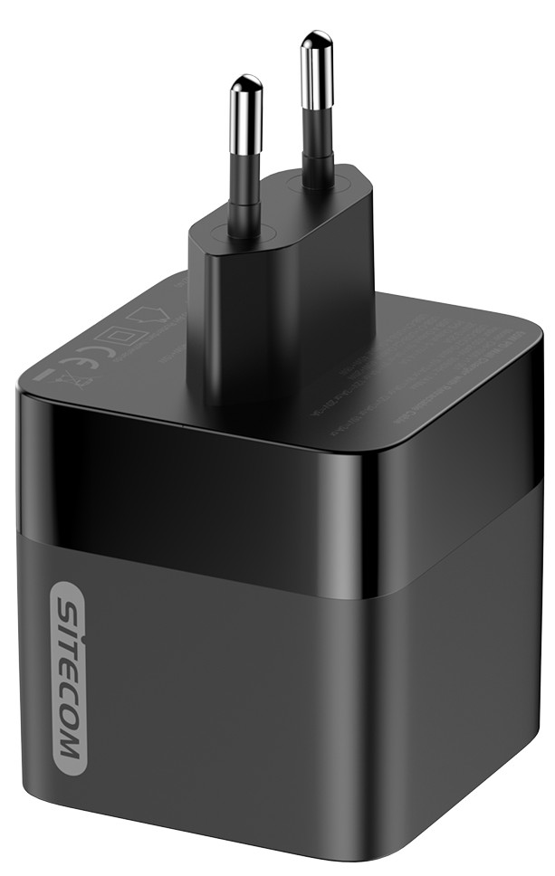 Sitecom 65W GaN Ladegerät mit ausziehbarem Kabel vorne