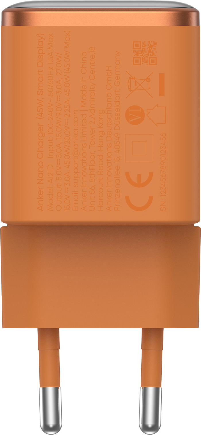 Anker Nano Charger 45W Power Delivery Orange bottom