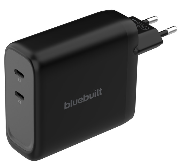 BlueBuilt 140-Watt-GaN-Ladegerät mit 2 USB-C-Ports Schwarz Main Image