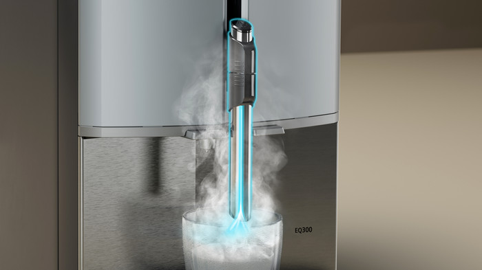 Siemens EQ300 TF303E07 Silber Metallic produkt in gebrauch