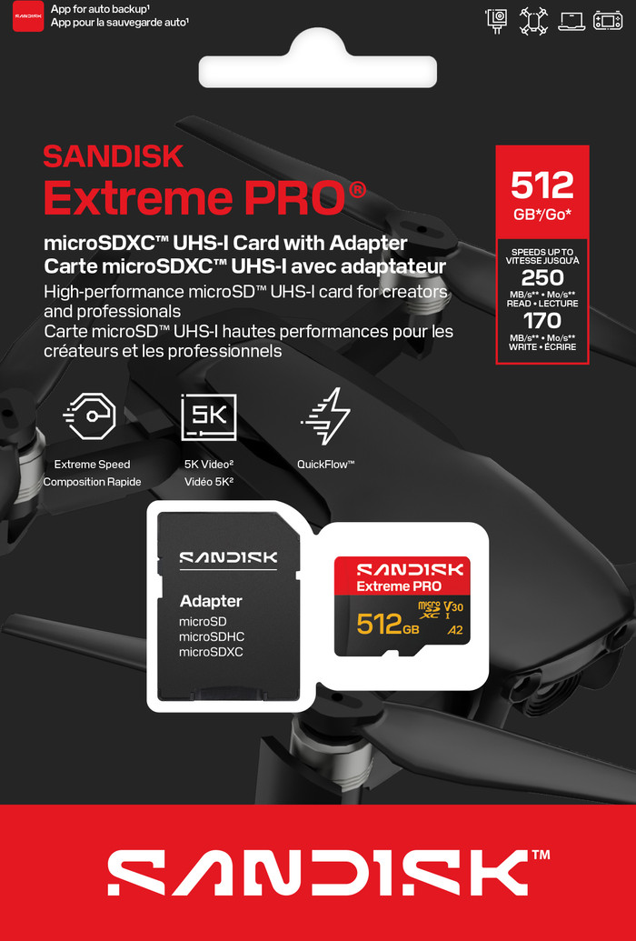 SANDISK Extreme PRO microSDXC 512GB 170 MB/s verpackung