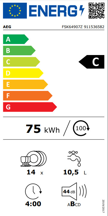 AEG FSK64907Z / Einbau / vollintegriert / Nischenhöhe 82 - 90 cm energielabel