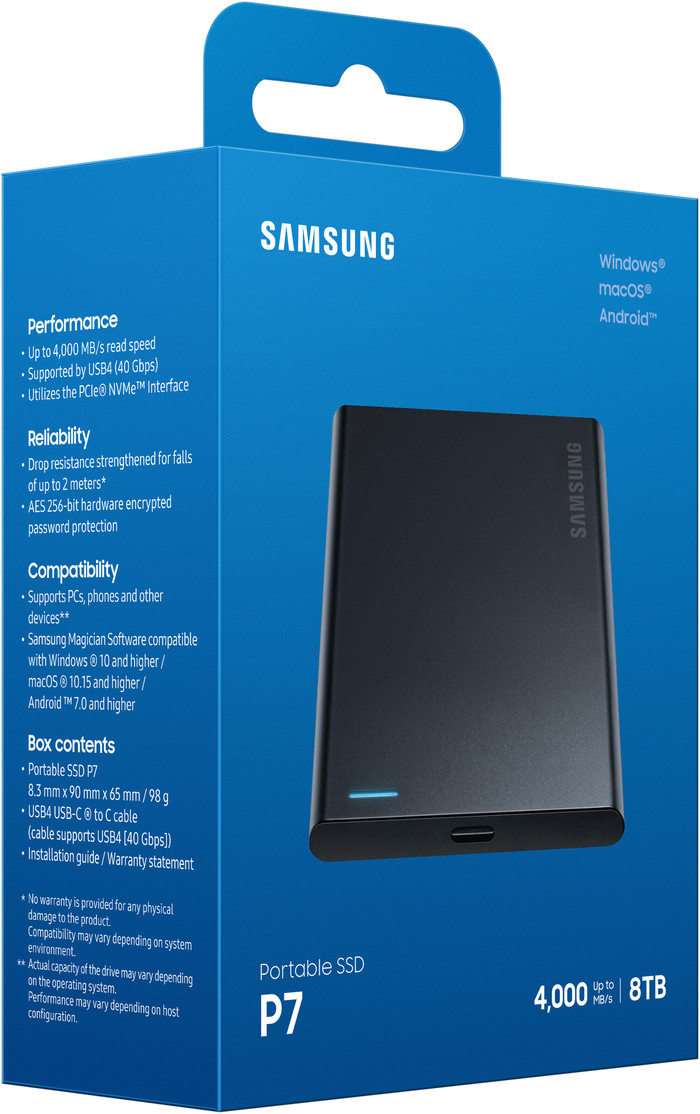 Samsung P7 Portable SSD 8 TB verpackung