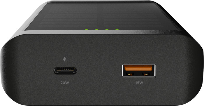 Xtorm 20 W Go2 Powerbank 10.000 mAh Solar & Light Schwarz vorne